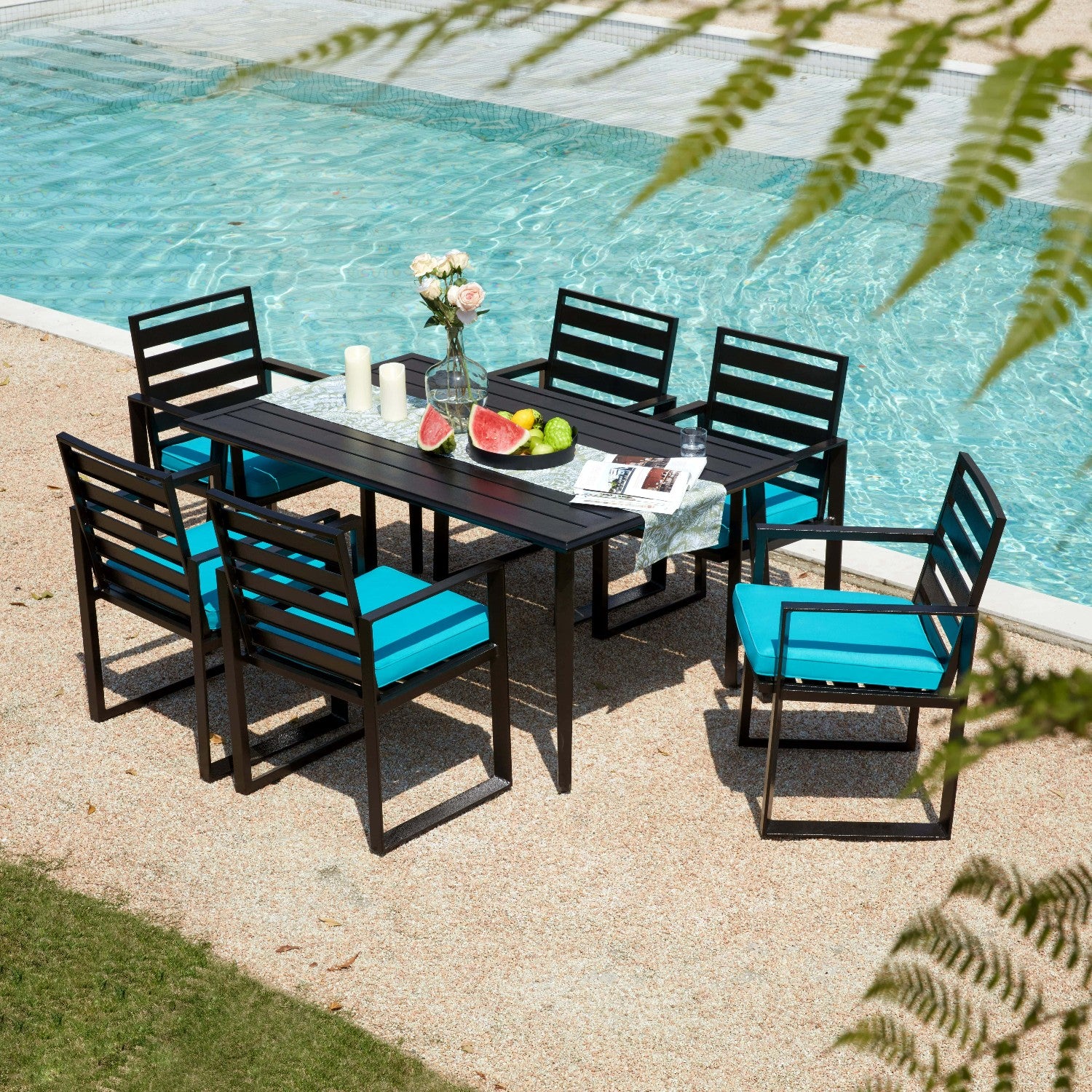 Vicllax Black Outdoor Dining Chairs Metal Dining Chairs with