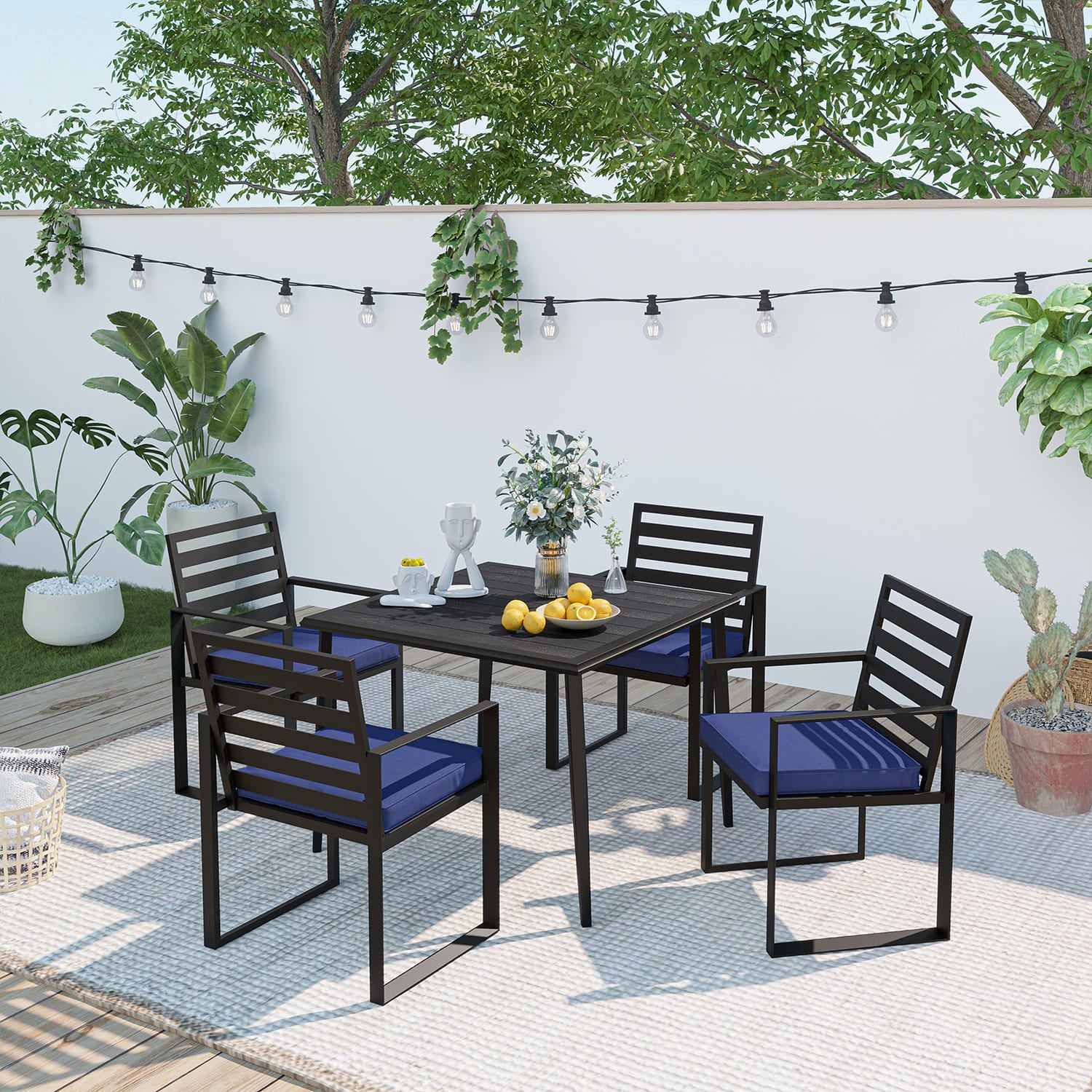 Metal patio store table set