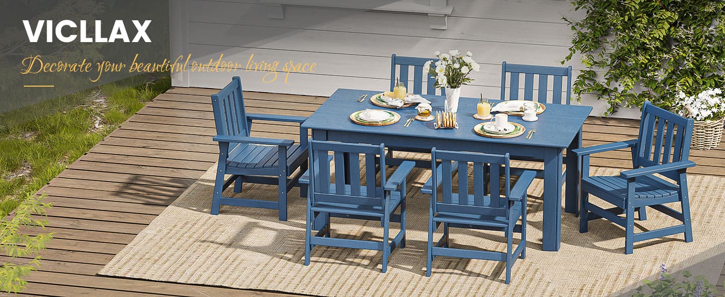 vicllax 7 pieces HDPE patio dining set