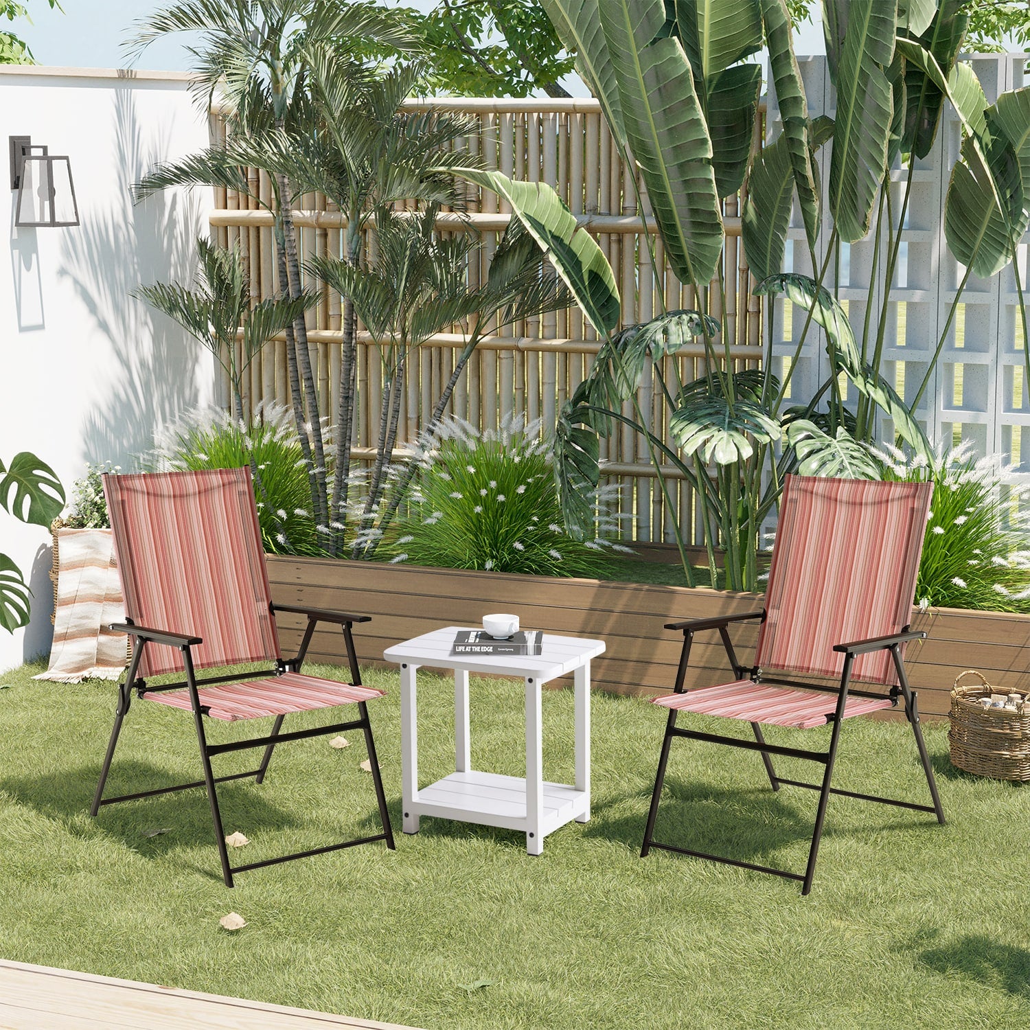 VICLLAX Folding Patio Chairs with Arms Foldable Patio Dining