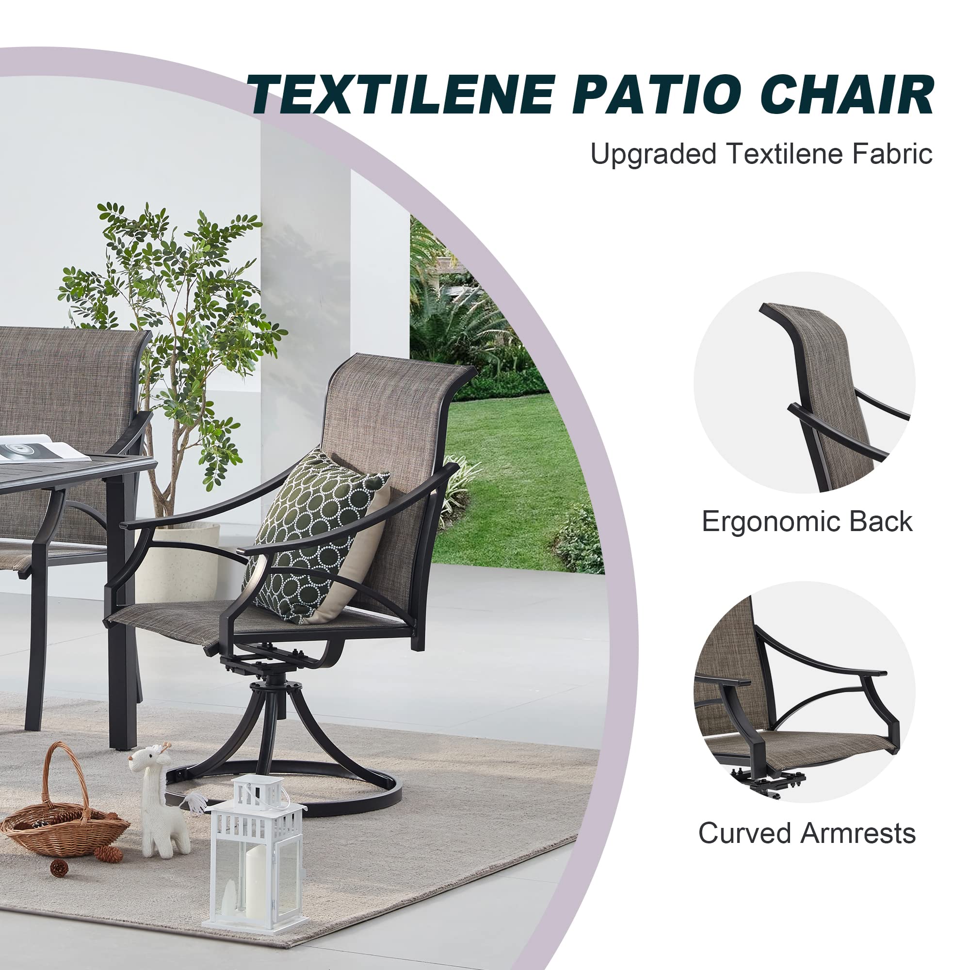 Vicllax Patio Swivel Chairs Set of 2/4/6, Outdoor Textilene Swivel Dining  Chair