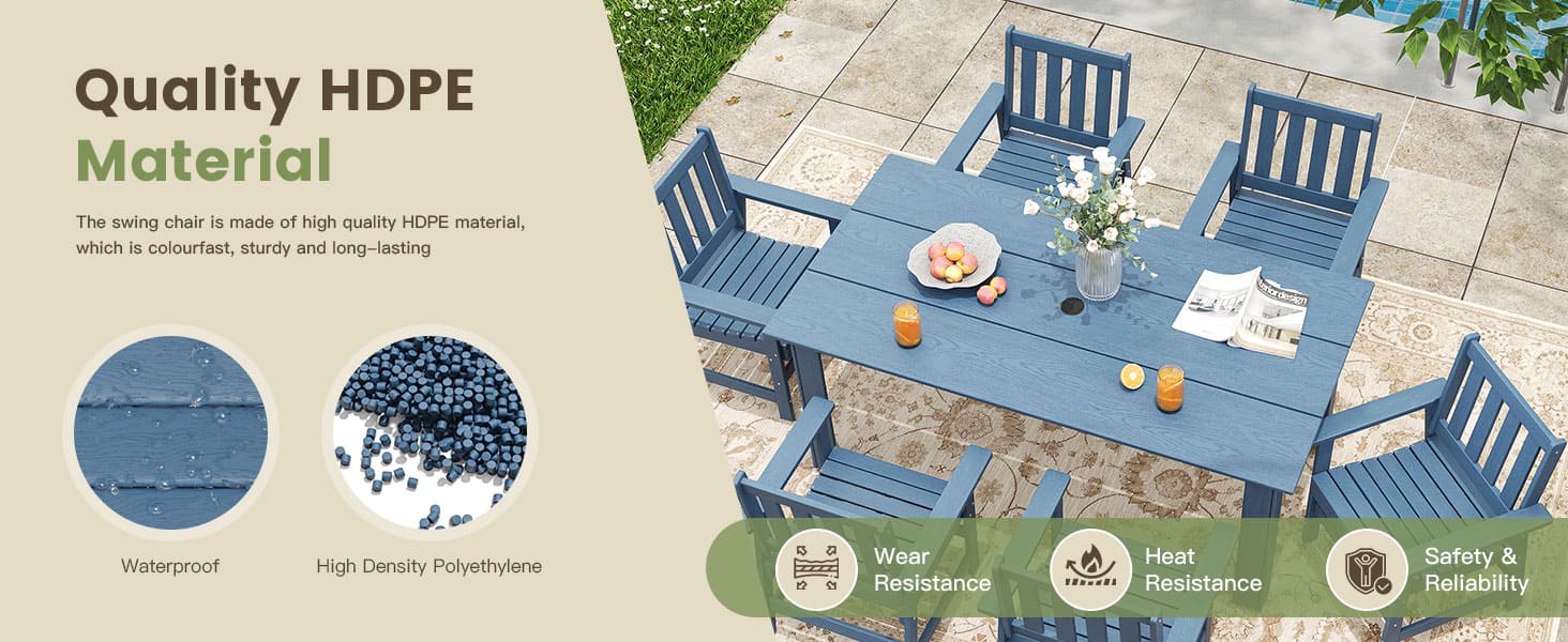 patio 7 pieces HDPE dining set